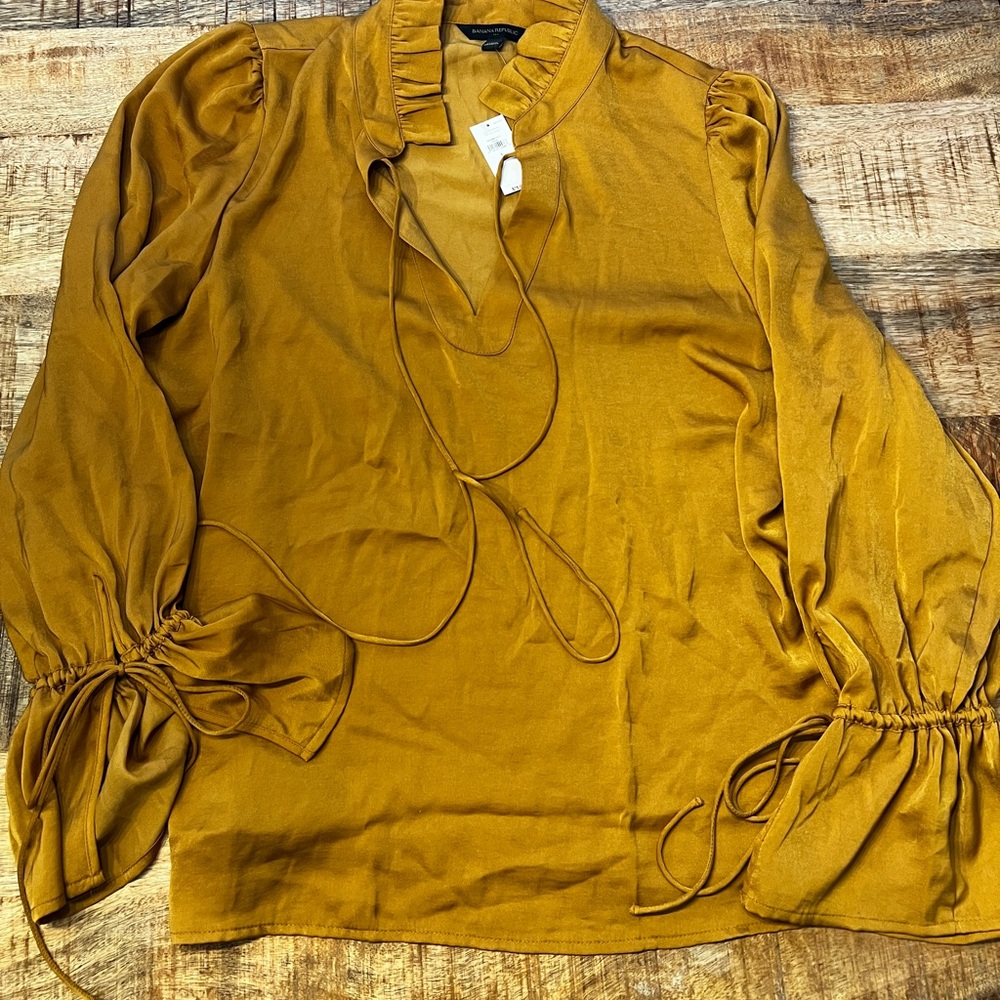 Women's Mustard Blouse with Ruffle Details